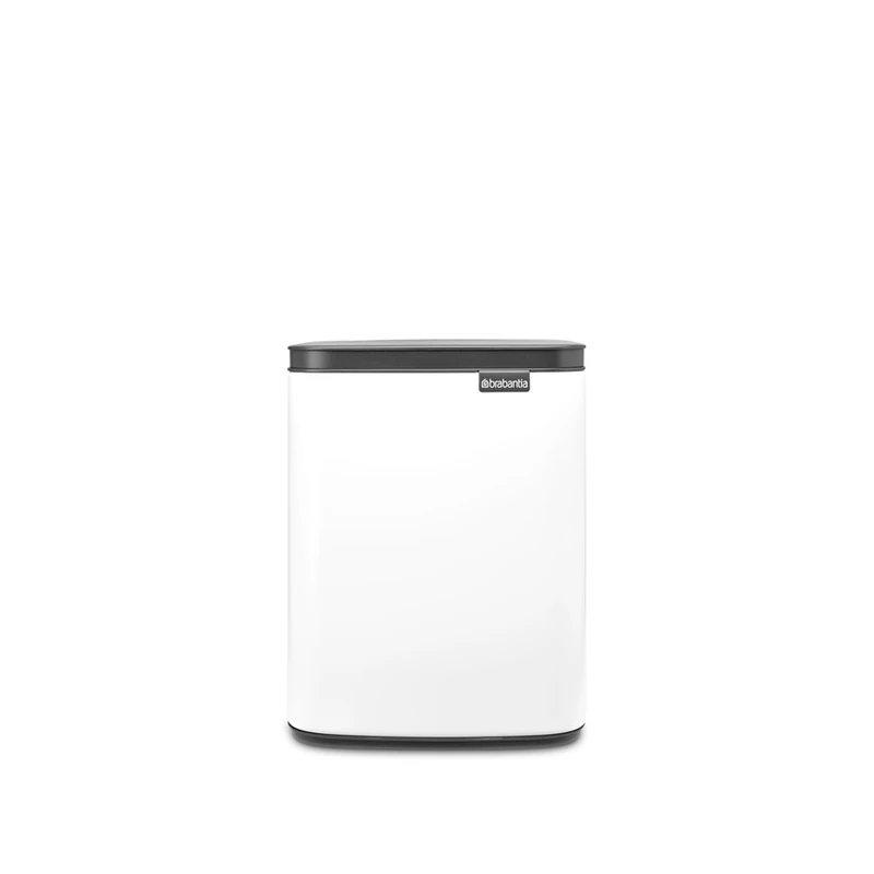 Brabantia - Bo Waste Bin 7L - Small & Stylish Rubbish Bin - Easy Open and Soft Closing Lid - Hygienic & Space Efficient - Wall Mountable - for Bathroom, Toilet, Home Office - White