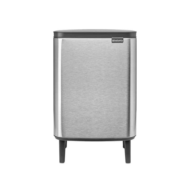 Brabantia - Bo Waste Bin Hi 12L with Soft Close Lid, Removable Inner Bucket, and Transport Grip – Ideal for Bathroom, Bedroom, and Home Office – Matt Steel Fingerprint Proof
