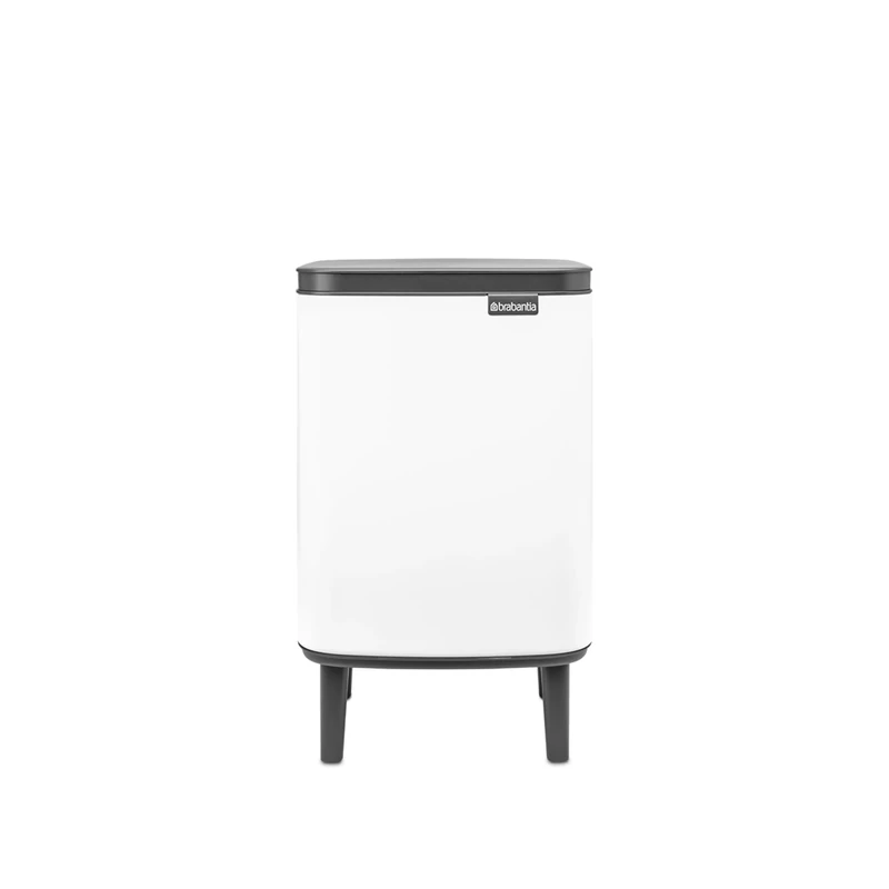 Brabantia - Bo Waste Bin Hi 7L with Soft Close Lid, Removable Inner Bucket, and Transport Grip – Ideal for Bathroom, Bedroom, and Home Office – White