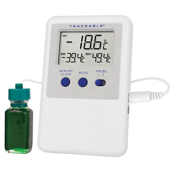 Cole-Parmer Traceable Ultra™ Refrigerator/Freezer Thermometer with Calibration; 1 Bottle Probe