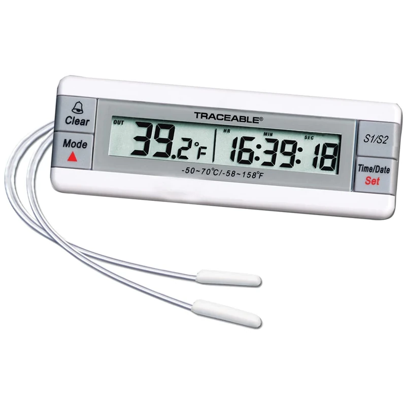 Cole-Parmer Traceable Two-Channel Digital Thermometer with Calibration; 2 Wire Probes