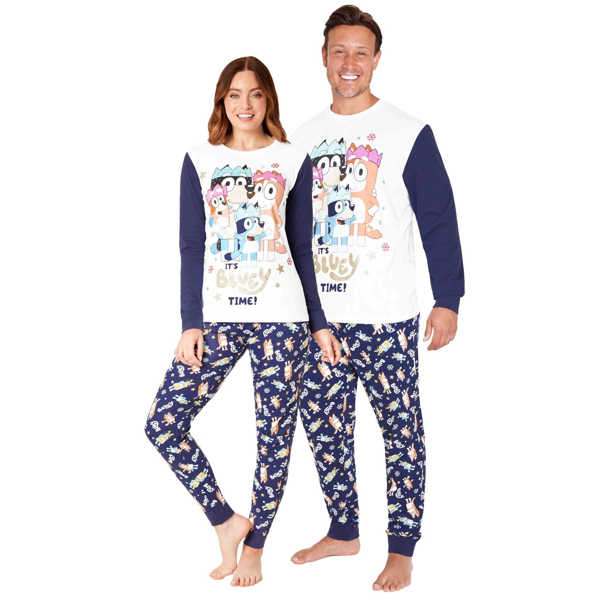 Bluey Pyjamas for Family Long Matching PJs Set Cosy Loungewear Warm Sleepwear Nightwear Children Men Women (L, Multi Men)