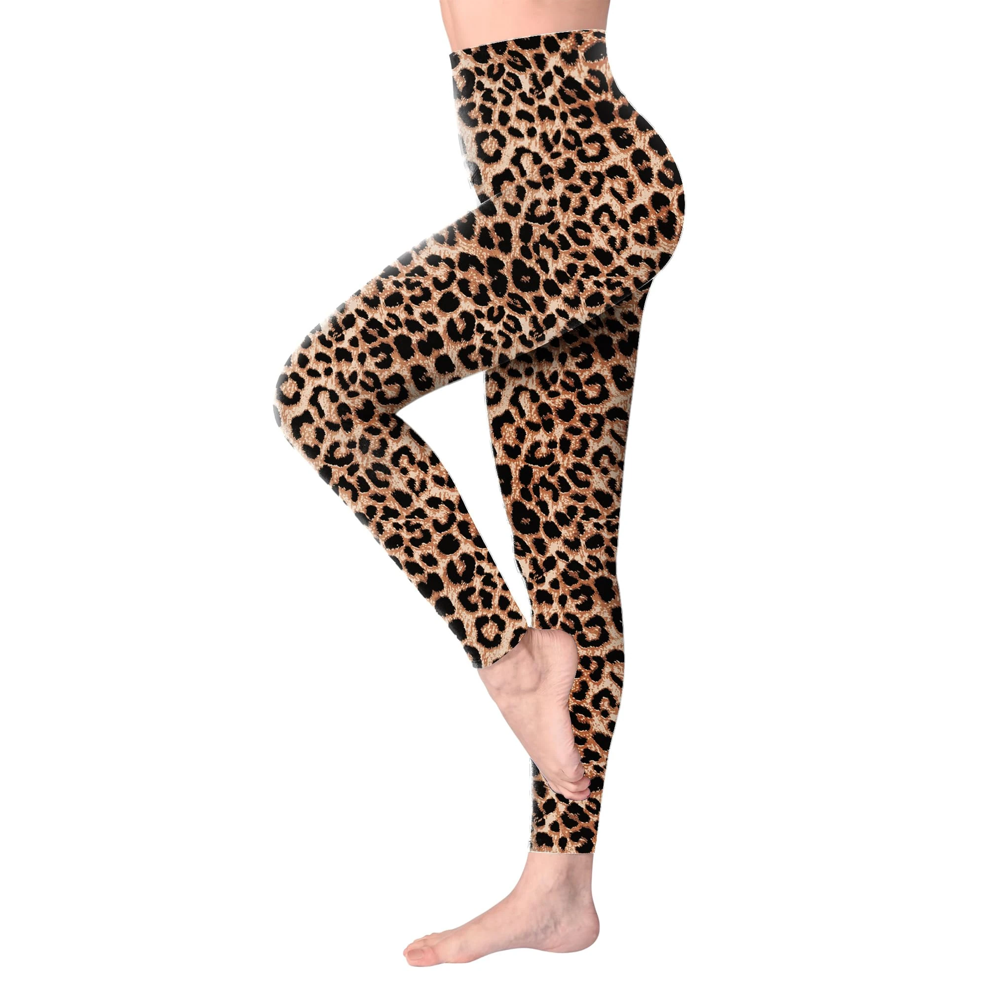 SINOPHANT High Waisted Leggings for Women, Buttery Soft Elastic Opaque Tummy Control Leggings, Plus Size Workout Gym Yoga(Leopard1,L-XL)