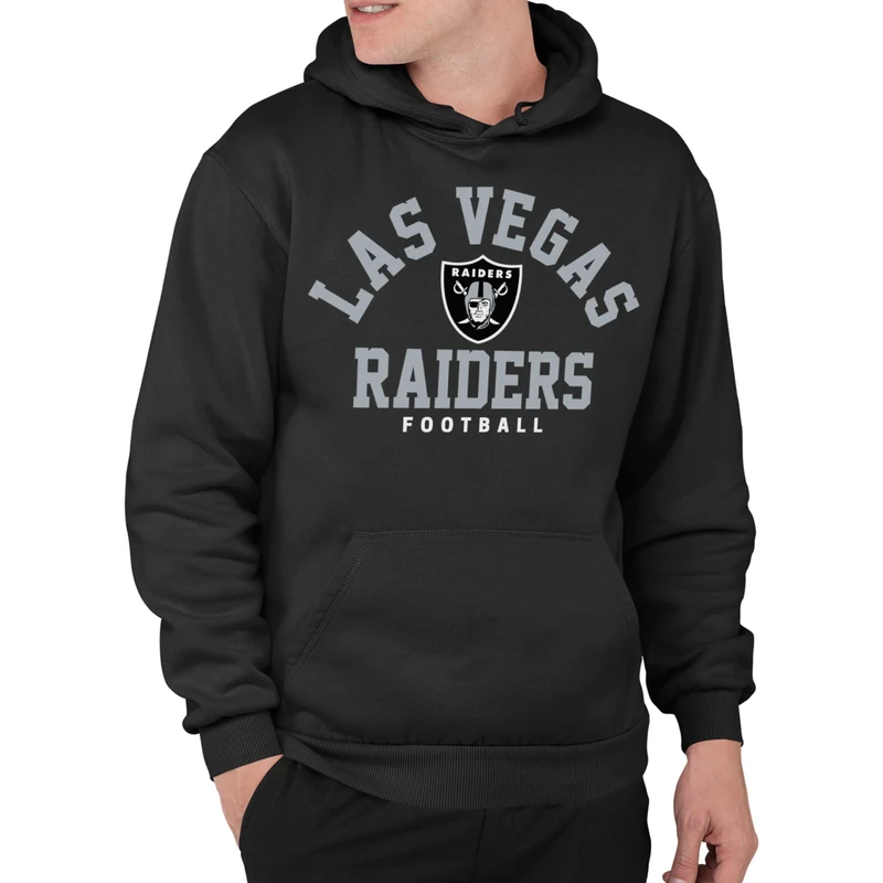Junk Food Clothing x NFL - Classic Team Logo - Unisex Adult Pullover Hoodie - Officially Licensed NFL Apparel Black