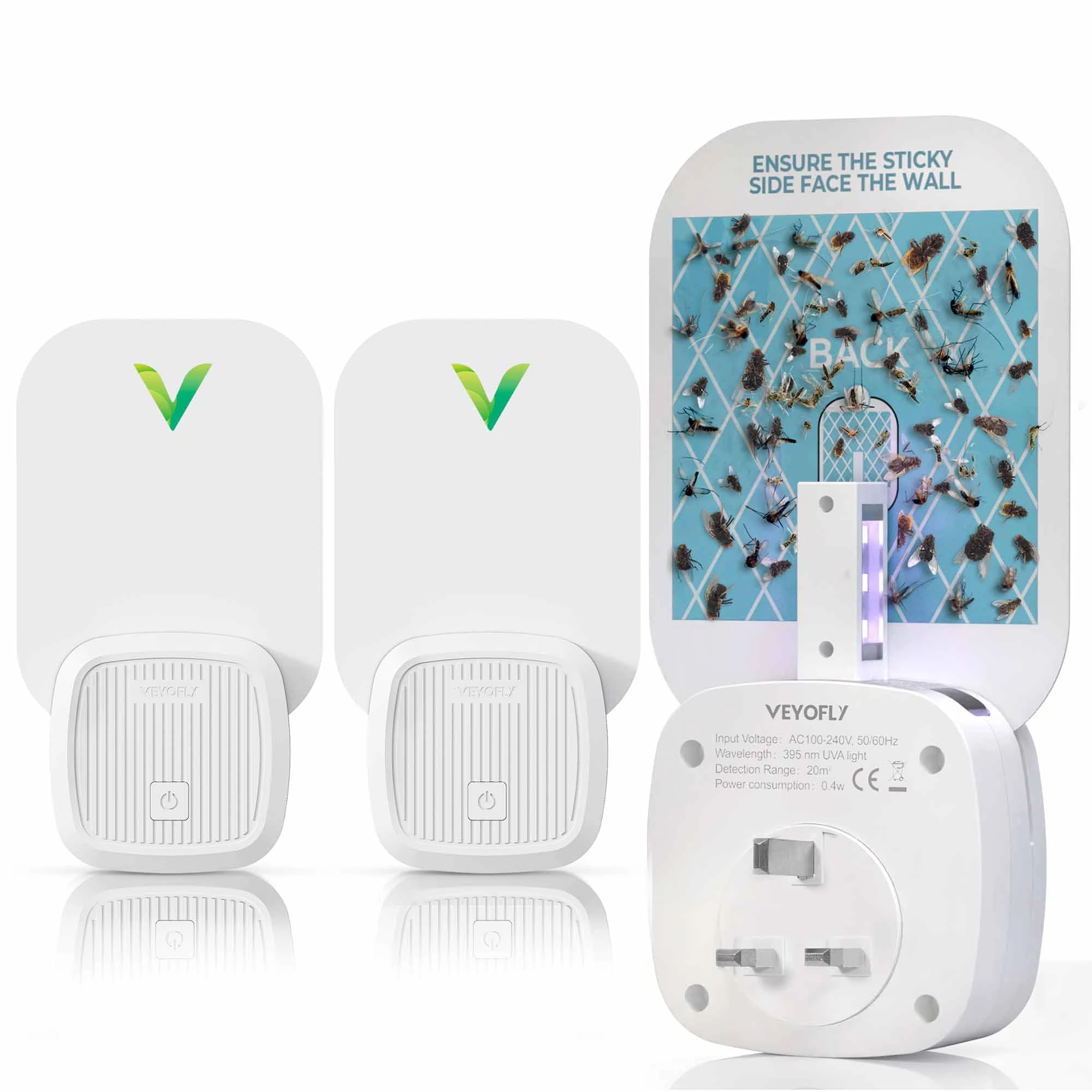 (Starter Kit) Fly Catcher Indoor, Fly Trap Indoor, (2 Device + 6 Refills) Fruit Fly Traps for Indoors, Gnat Traps for House, Bug Killer, Fly Trap, Plug in Light Flying Insect trap