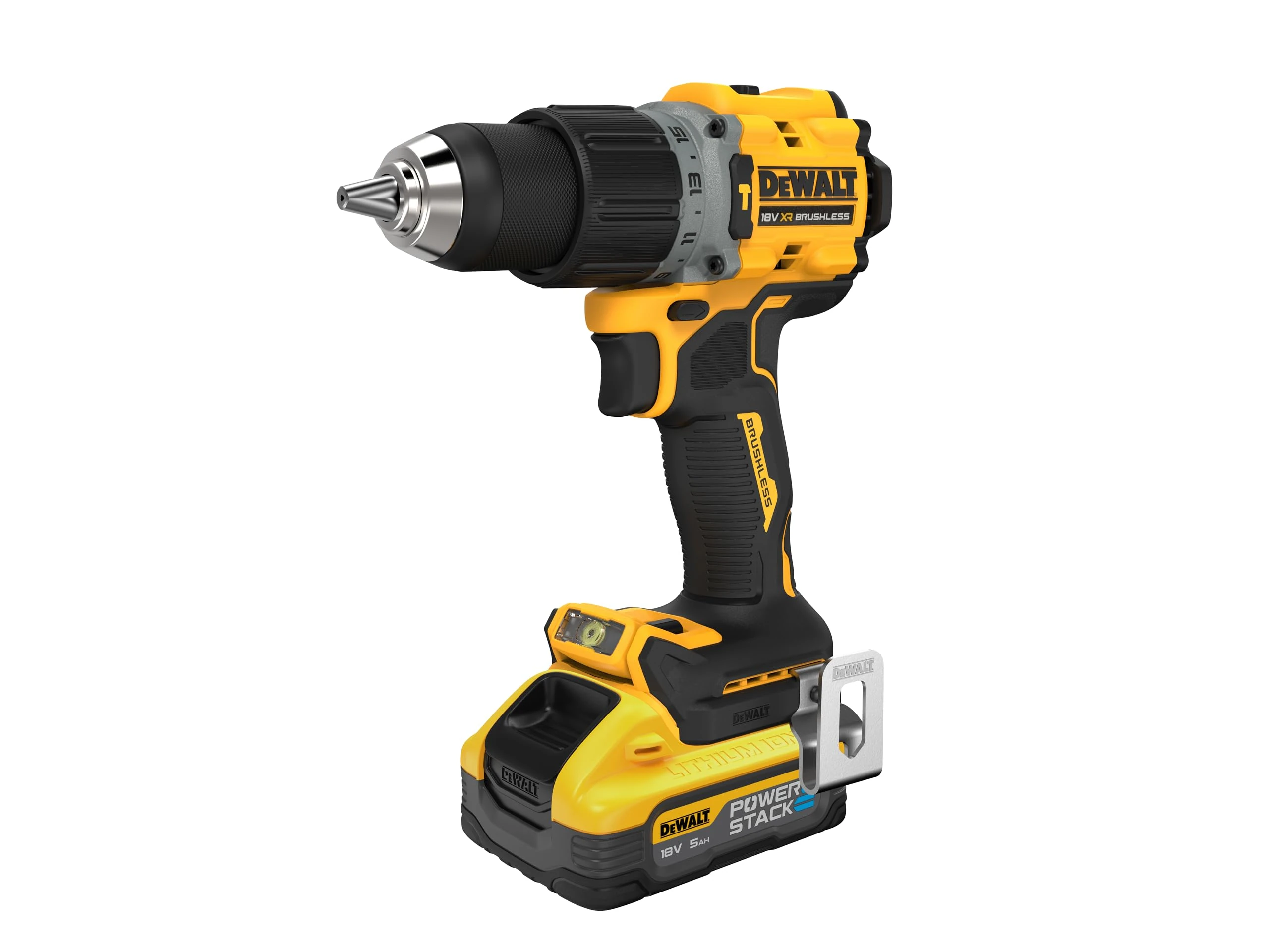 DEWALT DCD805 18V XR G3 Brushless Combi Drill with 2X 5.0Ah 18V Powerstack Batteries, Charger & Case