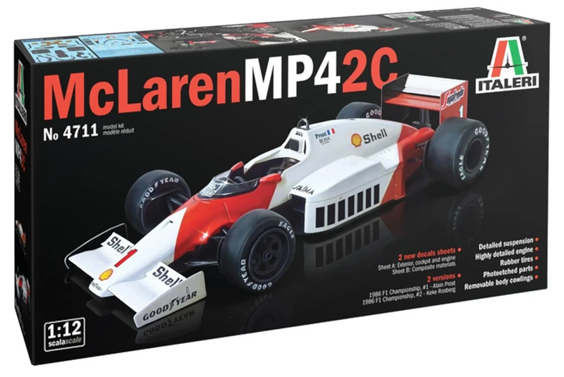 Italeri, 4711 MP4/2C Prost-Rosberg, Scale 1:12, Plastic Model Kit