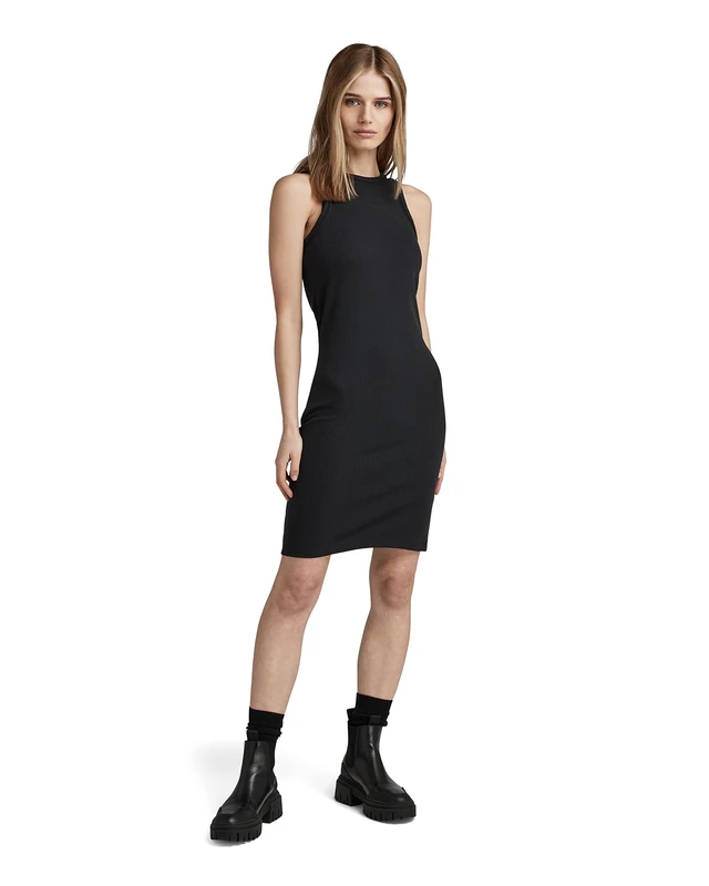 G-STAR RAW Rib Tank Dress Slim, Black (Dk Black D23368-c534-6484), L