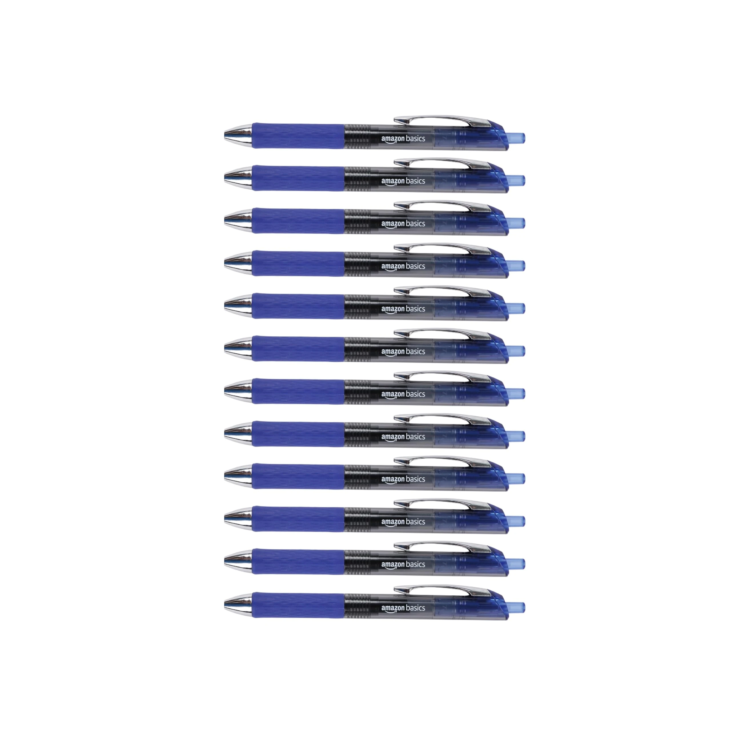 Amazon Basics Gel Pens Fine Point Smooth Writing Pens, Retractable, Blue, 0.7mm, 12 Pack