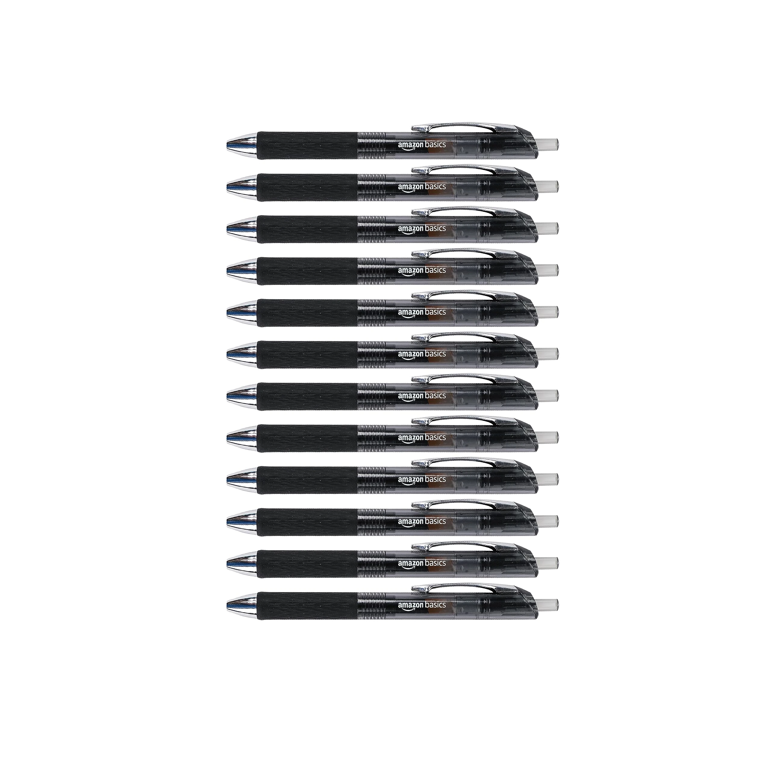 Amazon Basics Gel Pens Fine Point Smooth Writing Pens, Retractable, Black, 0.7mm, 12 Pack