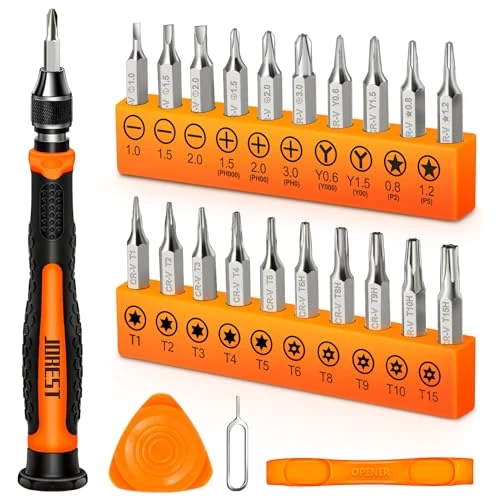 JOREST 24pcs Precision Screwdriver Set, DIY Tools, Triangle/Y Screwdriver Y000/Y00, Torx T1 T2 T3 T4 T5 T6 T8 T9 T15, Phillips PH000, Star P2/P5, -1.0/-1.5/-2.0, Tuskusu Screwdriver Set Suitable for