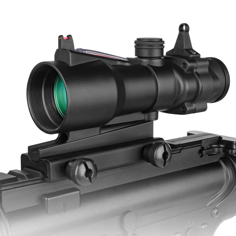 SPINA OPTICS 4X32 Riflescope Red Fiber Optics Scope Sight Chevron Reticle with Fiber-Optic Front Sight