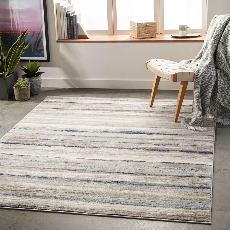 Livabliss Bruges Abstract Rug - Runner Rugs Living Room 140x200 cm, Hallway, Dining Room Area - Modern Marble Large Rug, Soft Luxurious Easy Care Medium Pile, Grey, Ivory and Navy Blue