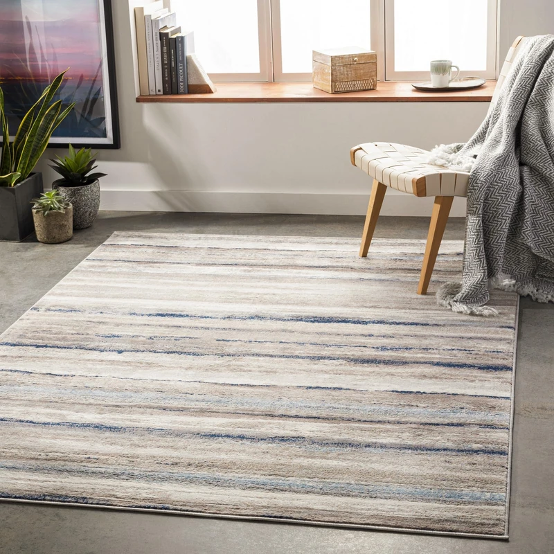 Livabliss Bruges Abstract Rug - Area Rugs Living Room 120x170 cm, Dining Room, Lounge, Kitchen, Bedroom - Modern Marble Large Rug, Soft Luxurious Easy Care Medium Pile, Grey, Ivory and Navy Blue