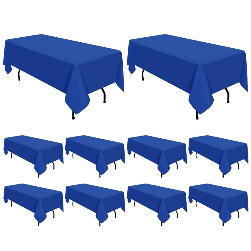 REWOMC 10 Pack Royal Blue Tablecloth 60 x 126 Inch Polyester Table Cloth for 8 Ft Rectangle Tables, Stain and Wrinkle Resistant Washable Table Cover for Kitchen Wedding Banquet Restaurant Party