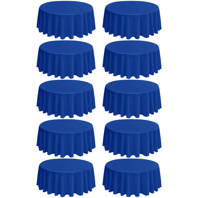 Royal Blue 10-Pack Round Polyester Table Cover - 120 Inch, Stain & Wrinkle Resistant, Perfect for Wedding Banquets & Parties