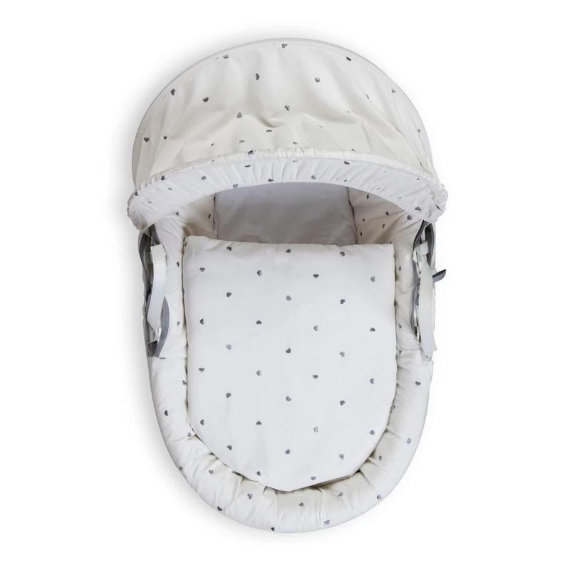 Clair de Lune | Lullaby Hearts Moses Basket Bedding Set | Universal Moses Dressing Covers Set | Made in Great Britain (Basket is NOT Included)