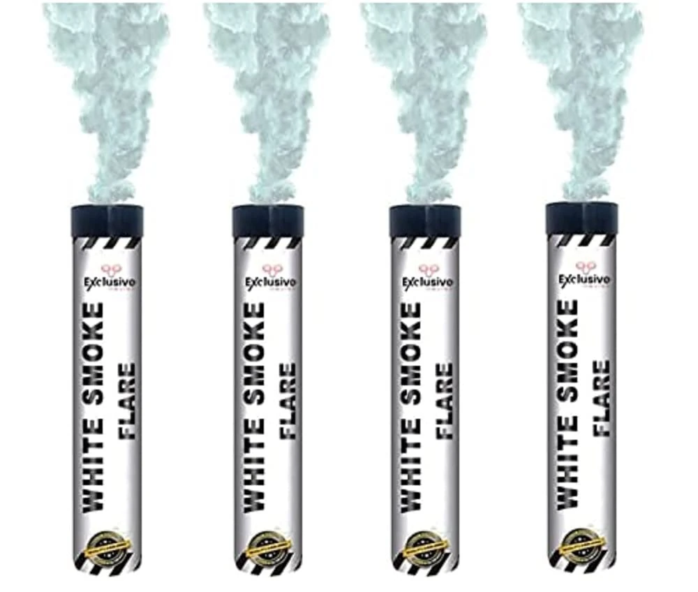 EXCLUSIVE ONLINE Ring Pull Smoke Grenades/Flares Pack of 4 Colors for Paintball Weddings Photoshoots Football Celebrations & Special Effects (White)
