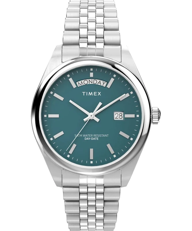 Timex TW2V68000 41mm Green Dial Watch - Steel, 50m Water Resistant