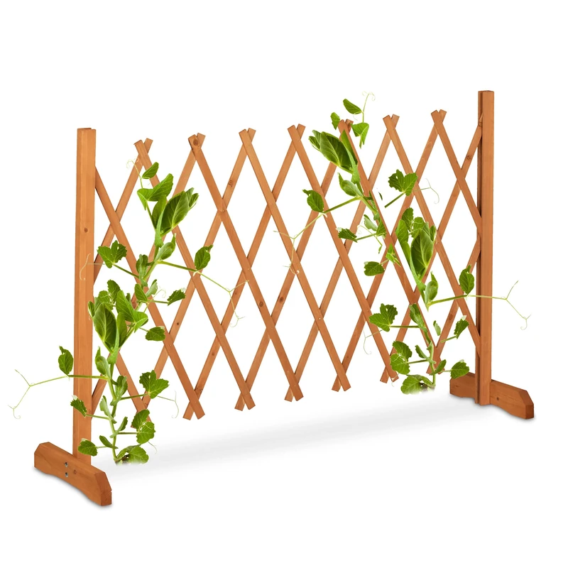 Relaxdays Wooden Trellis, Extendable up to 180 cm, Support for Climbing Plants, Garden & Balcony, Free-Standing, Orange