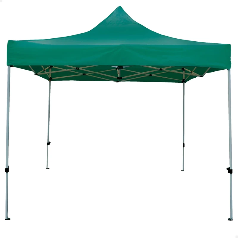 AKTIVE 61139 – Outdoor Folding Gazebo, Green Canopy, Measures 3 x 3 cm, Height Adjustable, UV Protection and Waterproof, Steel, Includes Carry Bag, Beach Tent, Camping, Garden