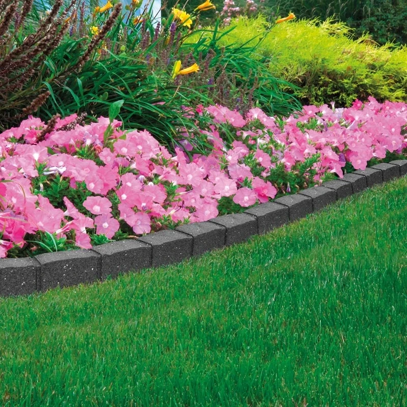 Nicoman Roman Castle Stone Garden Border 4-ft Rubber Landscape Edging Section 120cm, Grey, Pack of 2