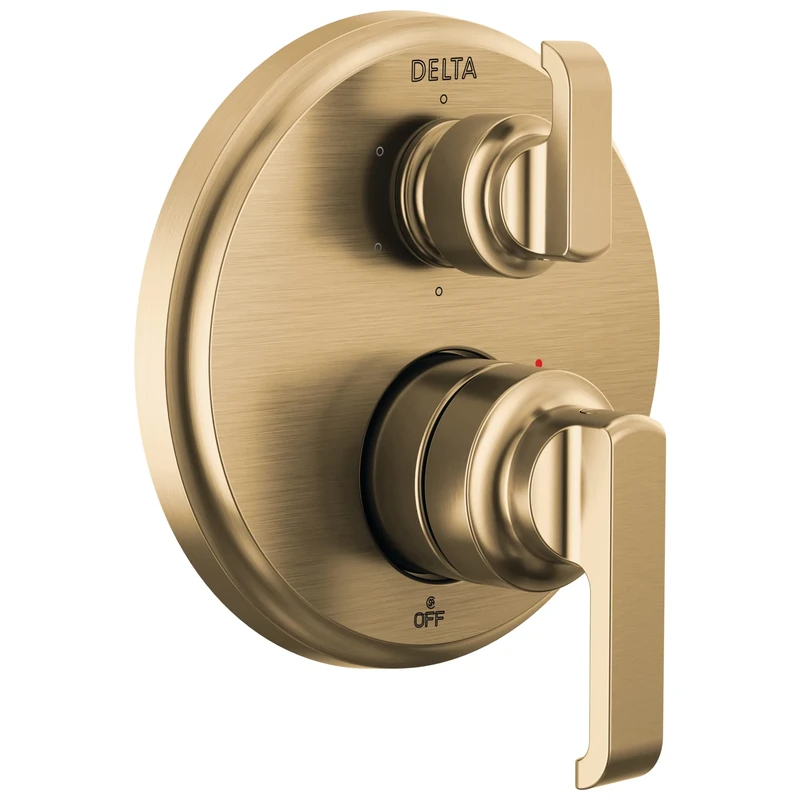 Delta Faucet Tetra 14 Series Gold 6-Setting Integrated Diverter Valve Trim Kit, Gold Diverter Valve Trim Kit, Shower Trim Kit, Lumicoat Champagne Bronze T24989-CZ-PR (Valve Not Included)
