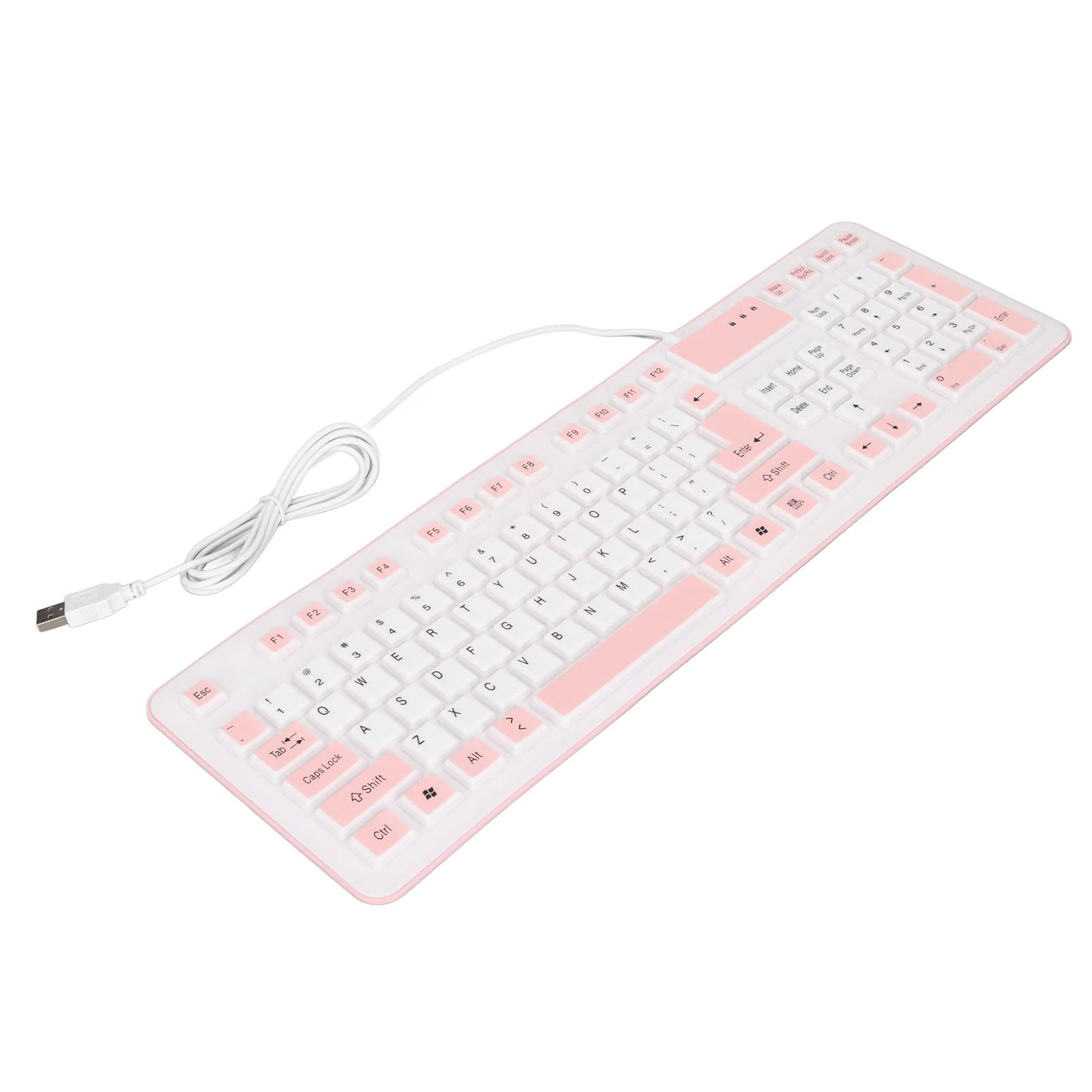 KIMISS Foldable Silicone Keyboard, Keys Waterproof Dustproof Switch Oled 106 USB Wired Silent for PC Laptop Game Blue (Pink)