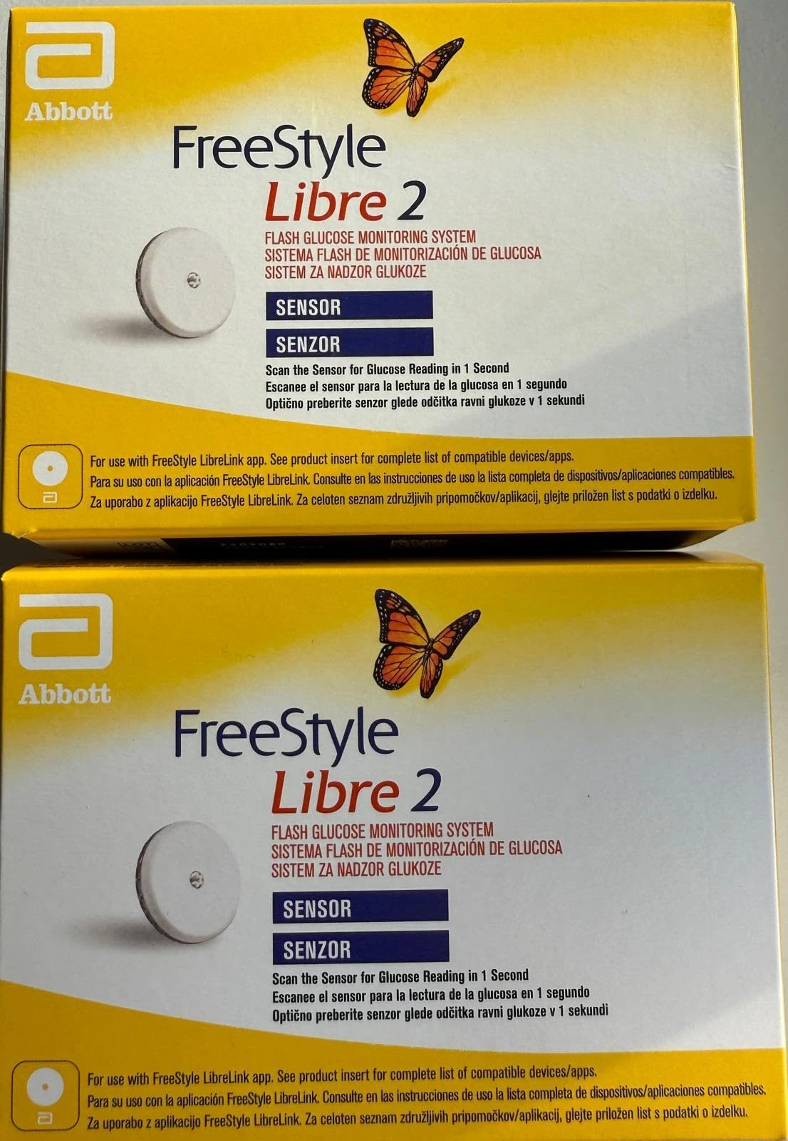 Abbott Freestyle Libre 2 Sensor Pack of 2 for diabetes monitoring CGM for UK, white