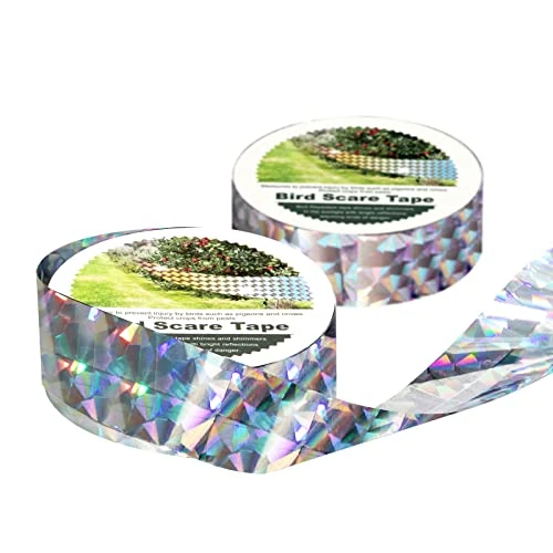 OFFO Bird Reflective Tape, 660 Feet x 1 Inch Dual-Sided Bird Reflective Tape Outdoor for Garden, Farm, Orchard or Courtyard…