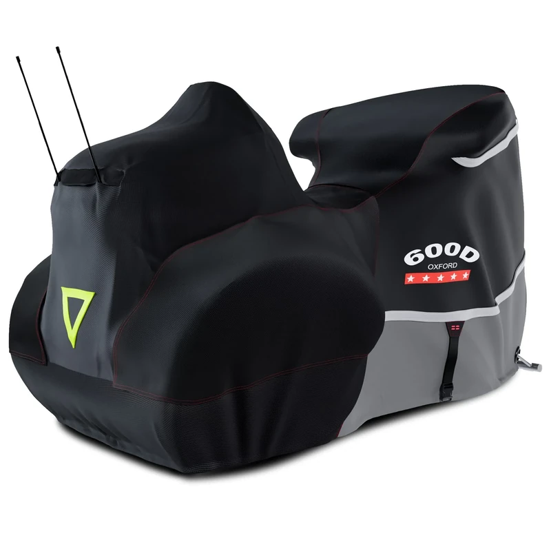 Rosefray Motorcycle Cover with Side+Top Box Heavy Duty 600D Waterproof for Touring Models Harley Davidson Ultra Limited,Road Glide Limited, Gold Wing,Road Master,Indoor & Outdoor Storage Gray