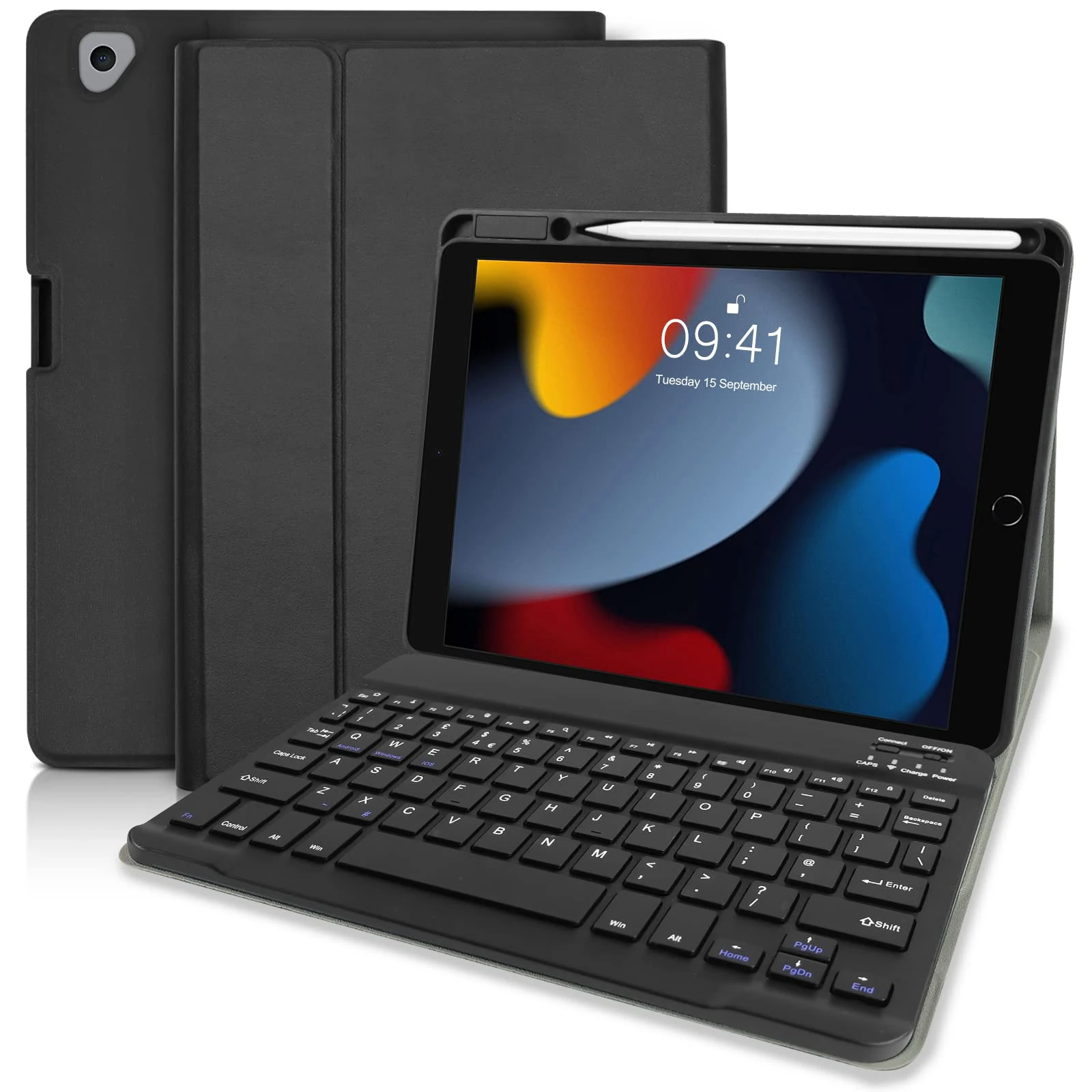 Keyboard Case for iPad 10.2 9th Generation(2021)/ 8th Gen(2020)/ 7th Gen(2019), Slim Protective Case with Pen Holder and 7 Color Backlit Detachable Wireless Keyboard for iPad Air 3/iPad Pro 10.5