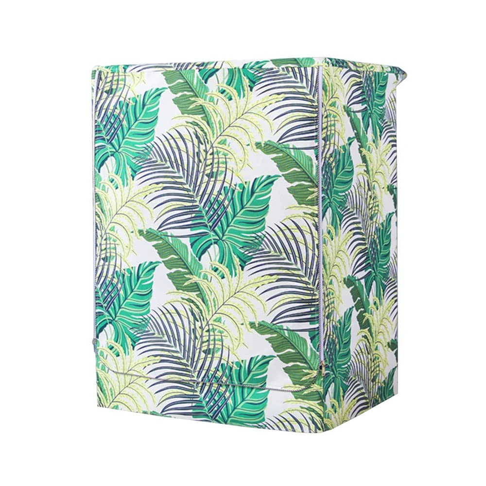 Odot Washer Dustproof Cover Front Load, Washing Machine Dryer Protector Sunscreen Waterproof Tumble Dryer Case Protective Cover for Most Front Loadi (palm leaf,XL)
