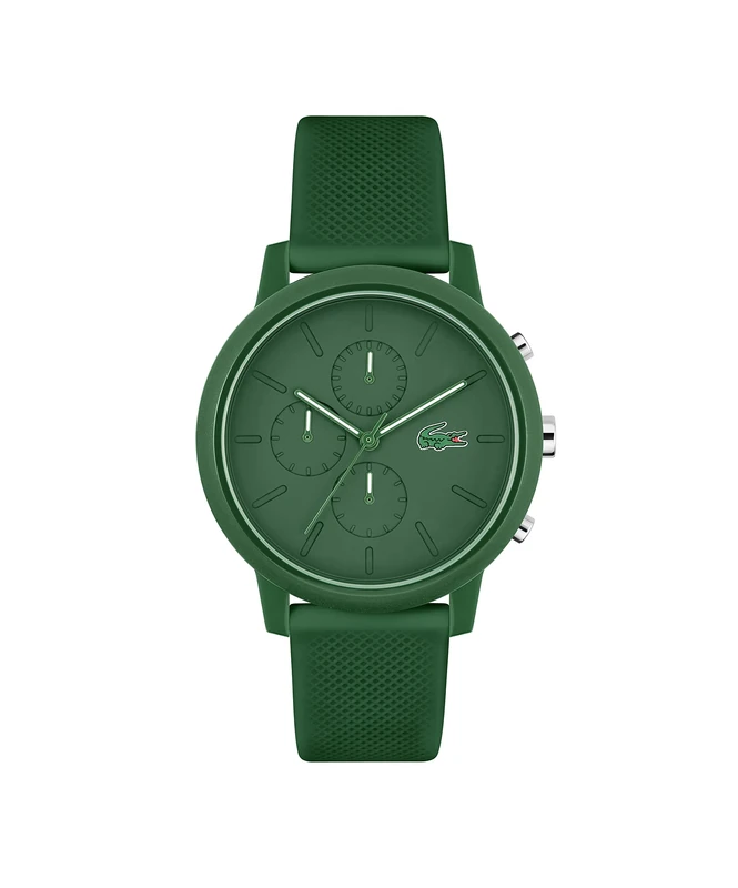 Lacoste Chronograph Quartz Watch for Men LACOSTE.12.12 Chrono Collection with Green Silicone Bracelet - 2011245