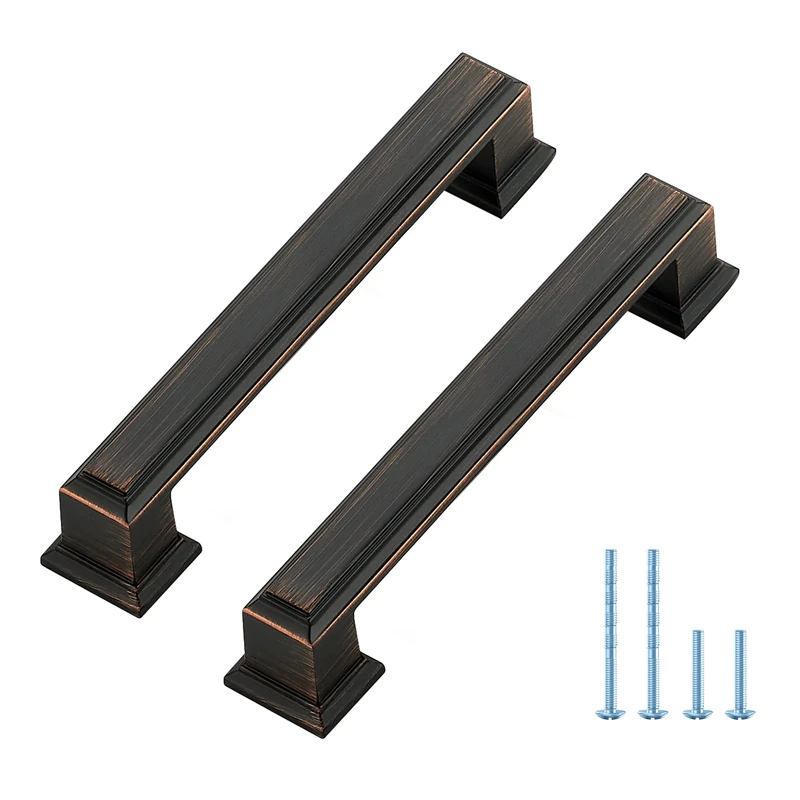 15 Pack Kitchen Cabinet Pulls Square Drawer Pulls 3-3/4 Inch Hole Center Cabinet Handles Oil Rubbed Bronze Drawer Pulls Kitchen Cabinet Hardware for Kitchen Cupboard Solid Dresser Handles