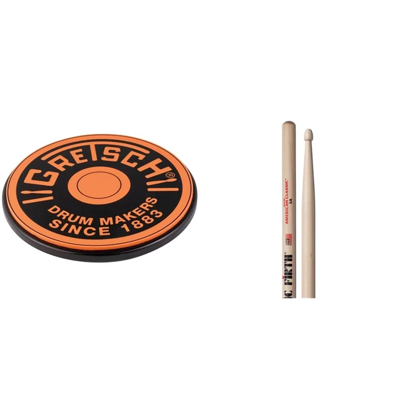 Gretsch Practice Pad orange 12" / 30,5 cm Durchmesser,GREPAD12O & Vic FIrth - American Classic® Drumsticks 5A - American Hickory - Wood Tip