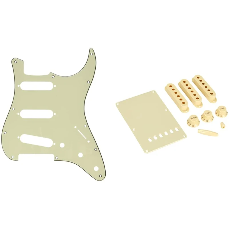 Fender Stratocaster Pickguard SSS Mint Green, 0992144000 & Accessory Kit - Stratocaster - Aged White