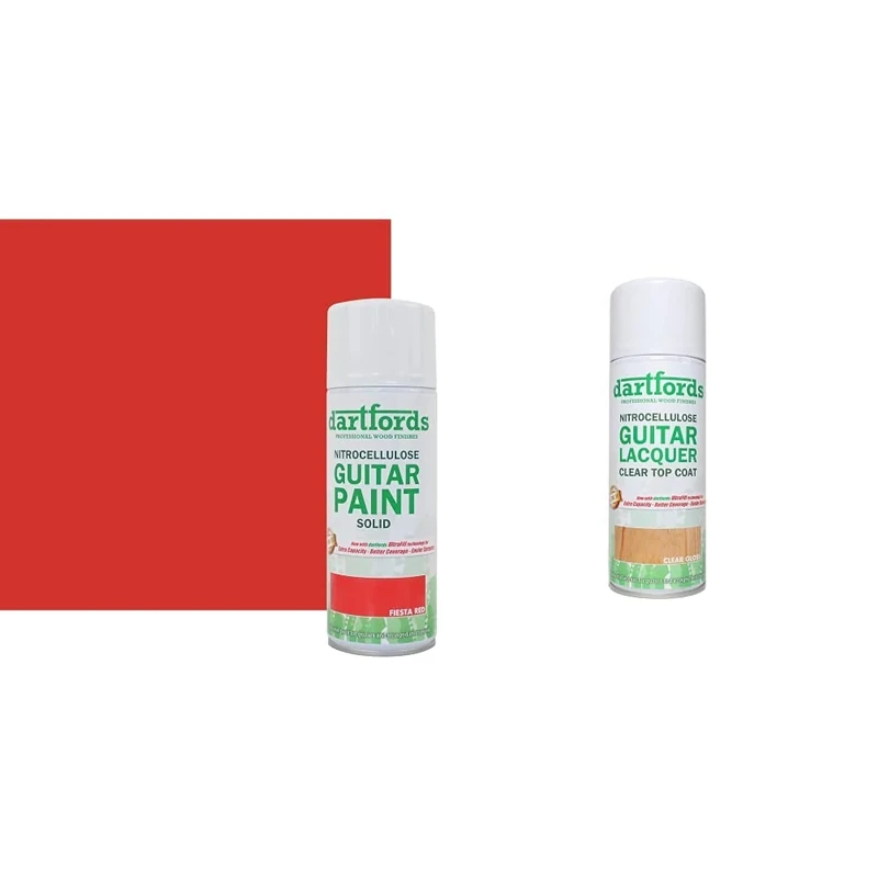 dartfords Fiesta Red Nitrocellulose Guitar Paint 400ml Aerosol & FS5000 Gloss Clear Nitrocellulose Guitar Lacquer - 400ml Aerosol - Image 1