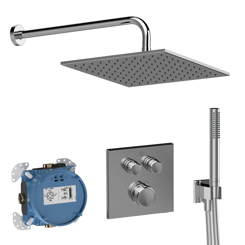 Ideal Standard - Ceratherm Navigo, Square Shower kit, 6 Pieces Shower Components, Chrome