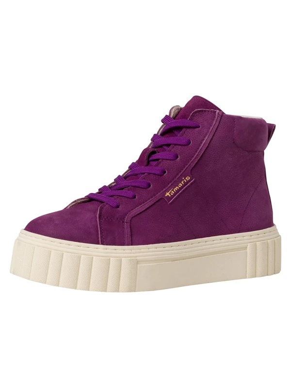 Tamaris Women's High-Top Trainers, Women's Low Shoes, Interchangeable Footbed, Purple, 4 UK