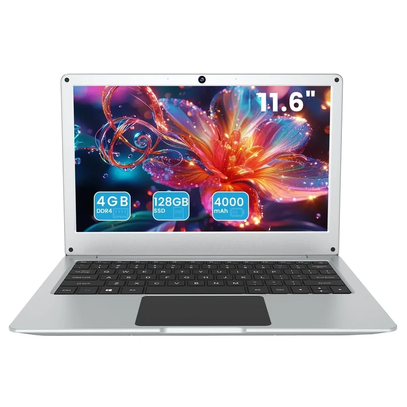 Azeyou 11.6 Inch Laptop, W-11 Pro System Laptops, 4GB DDR4 RAM, 128GB eMMC Storage Notebook, Celeron N4020C Processor, HD+ Display, Dual Speakers Desktop Computer - Sliver