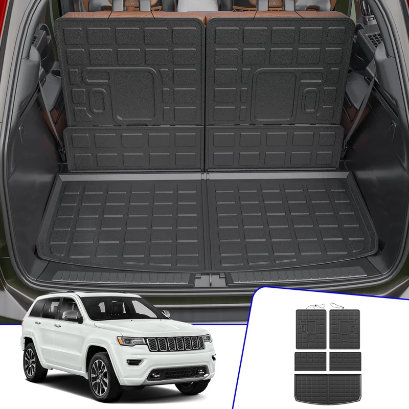 Rongtaod Cargo Mat Compatible with 2021-2024 Jeep Grand Cherokee L Cargo Liner Trunk Mat TPE Back Seat Cover Protector 2023 Jeep Grand Cherokee L Accessories (Trunk Mat+Backrest Mats)