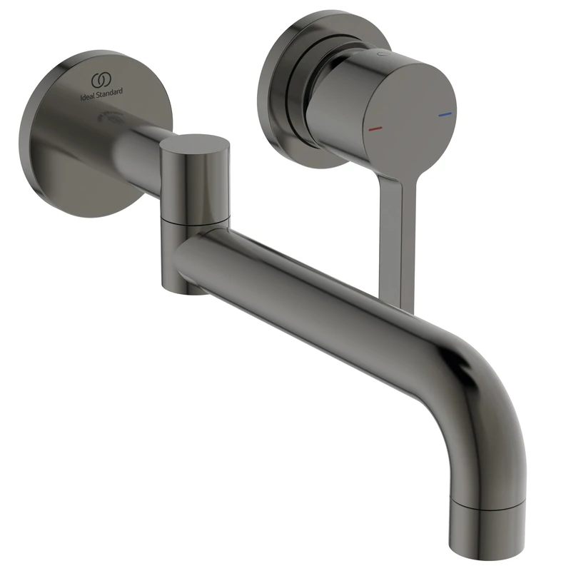 Ideal Standard – Gusto Wall-Mounted Kitchen tap, 246 mm spout Projection, with FirmaFlow Cartridge, 120° Swivel spout, Internal air Bubbler, Flush-Mounted Installation, Magnetic Grey