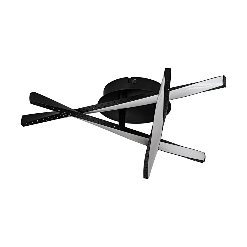 Eglo LED Ceiling lamp Adeje, Minimalist Light Fitting, Living Room, Bedroom and Hallway Lighting, Black Metal and White Plastic, Warm White, 16 x 44 cm