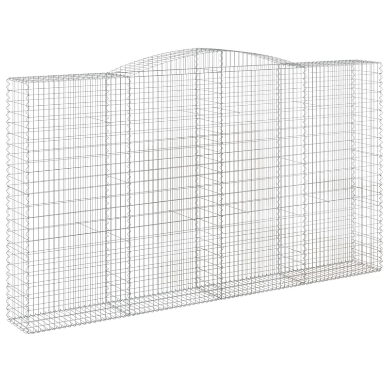 vidaXL Arched Gabion Basket Outdoor Garden Barrier Stone Cage Retaining Wall Gabion Cage Wire Fence 400x50x220/240 cm Galvanised Iron
