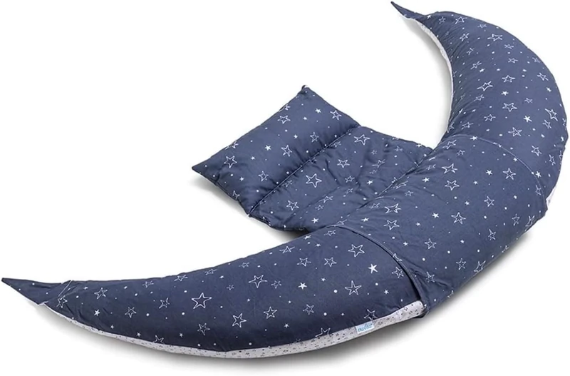 Nuvita 7100 DreamWizard Pregnancy and Breastfeeding Pillow - 12 in 1 with Adjustable Support - Microspheres - Hypoallergenic and Breathable - Made in Italy (Blue Star)