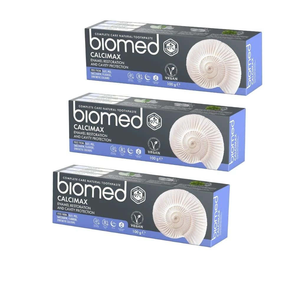 Biomed Calcimax 97% Natural Toothpaste | Enamel Repair & Cavity Protection | Vegan, SLES Free 100g ( pack of 3)
