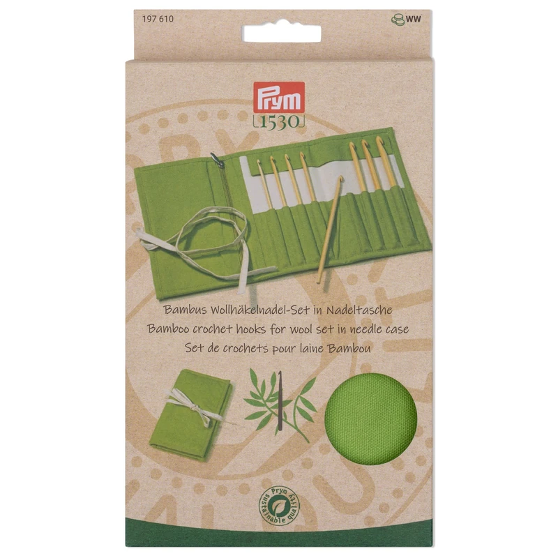 Prym 197610 Wool Crochet Hook Bamboo Set Green 3.5-8 mm - Image 1