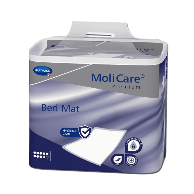Molicare Premium Bed Mat 9 Drops: Bed Protection Insert with Absorbent Core of Cellulose Flakes, 60 x 90 cm, 4 x 15 Items