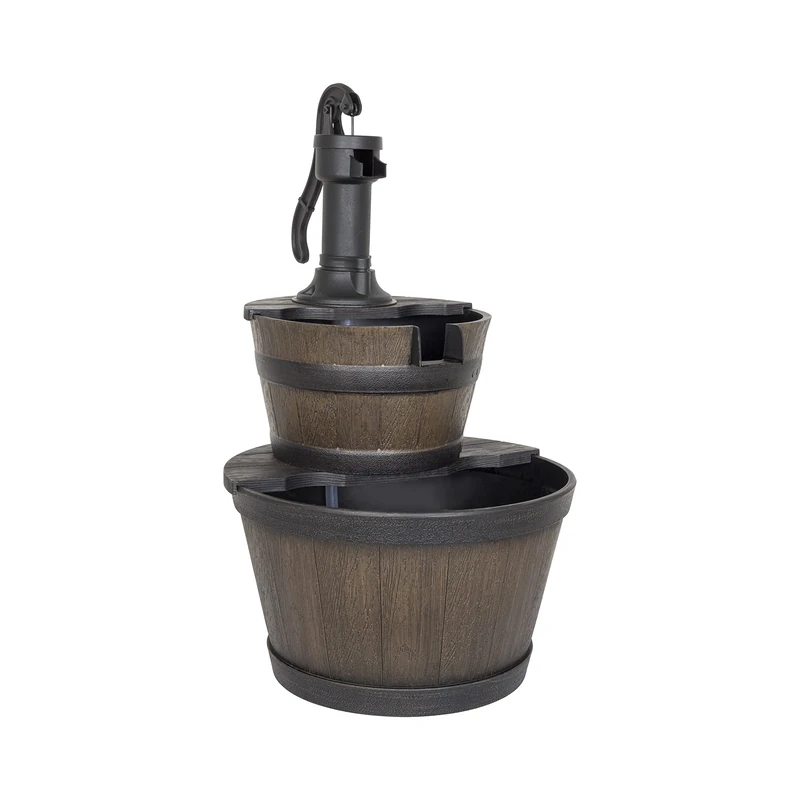 Easy Fountain Whiskey Bowls Garden Water Feature – Self-Contained Outdoor Fountain with Recirculating Pump, Polyresin, for Patio & Garden